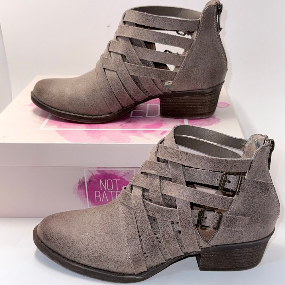 Not Rated Gael Taupe Crisscross Strap Ankle Boots, Women's Size 7.5